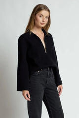 Kaleidoscope Zip-Front Knit Jumper - Black