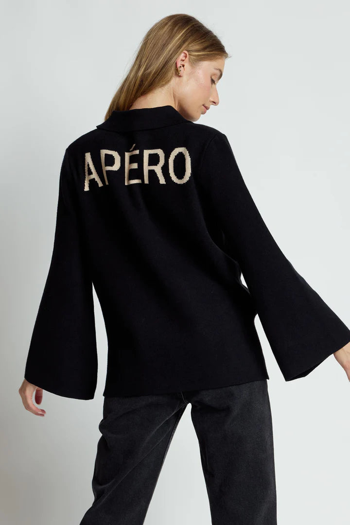 Kaleidoscope Zip-Front Knit Jumper - Black
