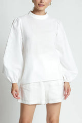 Fisher Balloon Sleeve Linen Top - White