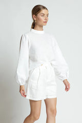 Fisher Balloon Sleeve Linen Top - White