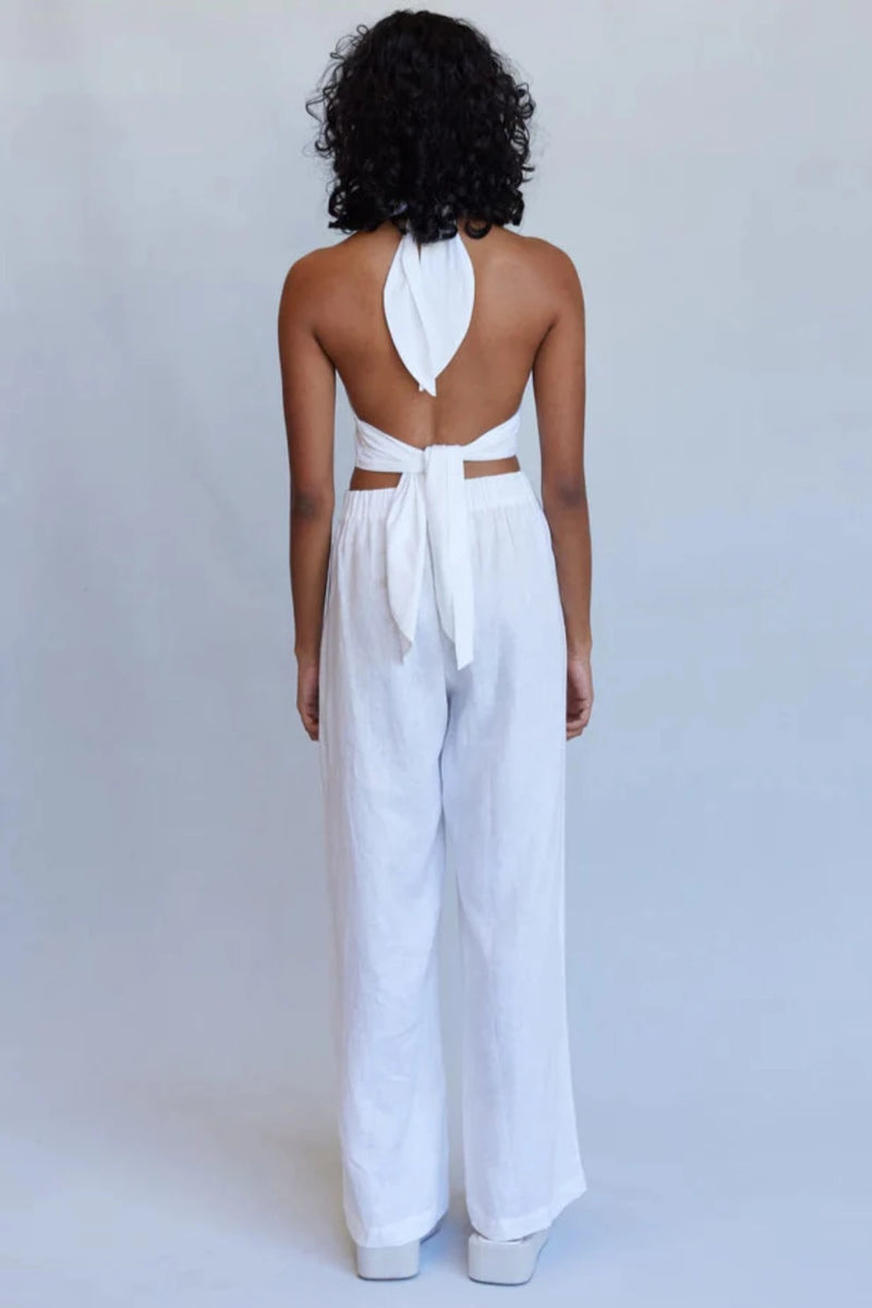 Amrita Linen Halter Top - White