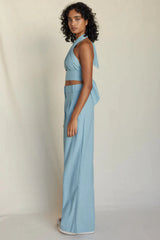 Amrita Linen Halter Top - Duckegg Blue