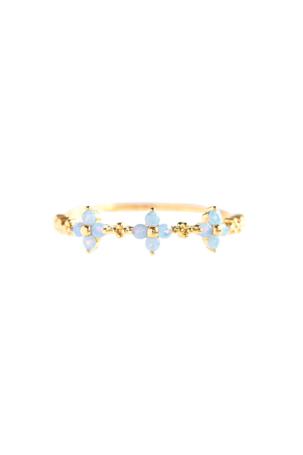 Baby Blue Flower Ring - Gold