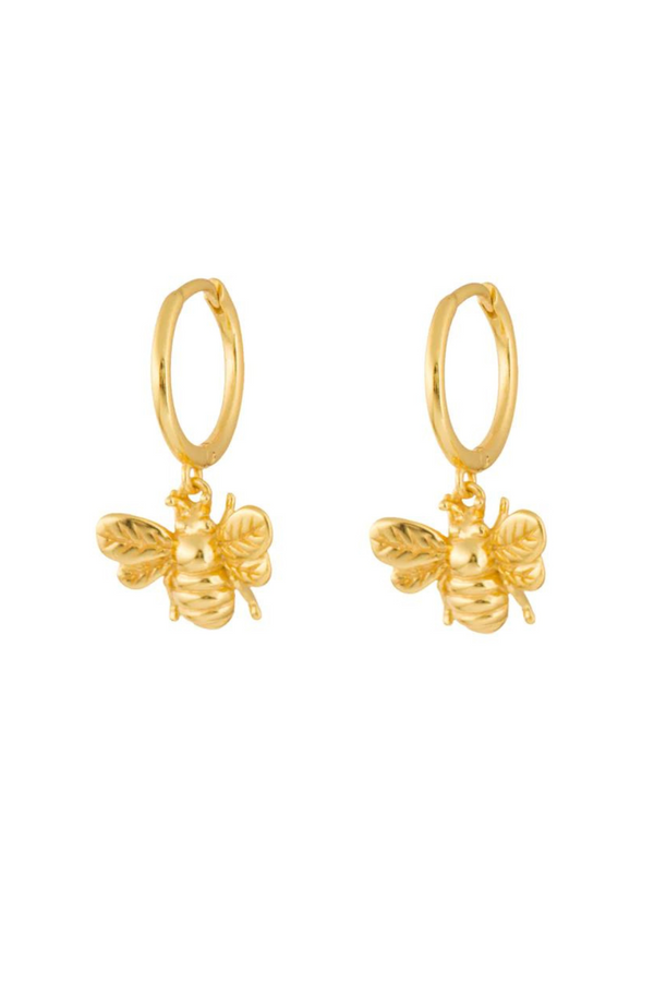Queen Bee Hoop Earrings - Gold