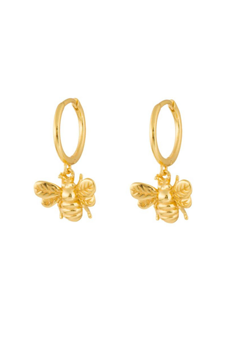 Queen Bee Hoop Earrings - Gold