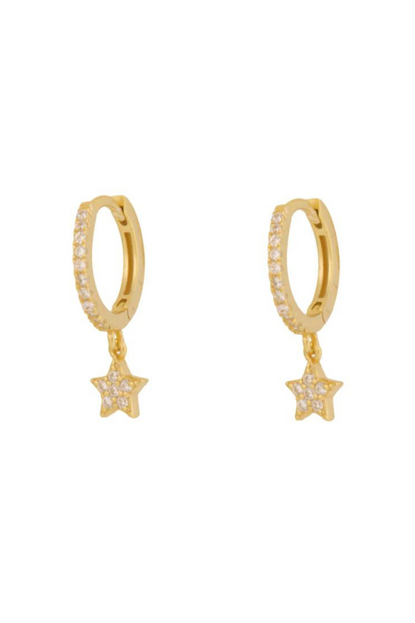 Shining Star Hoop Earrings - Gold