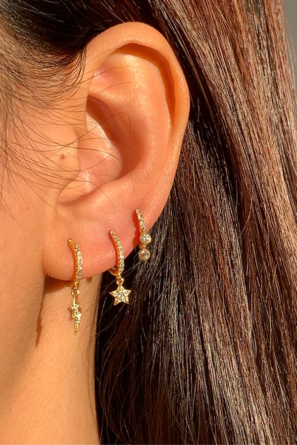 Shining Star Hoop Earrings - Gold