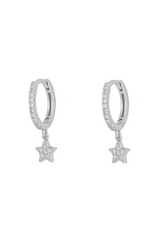 Shining Star Hoop Earrings - Silver