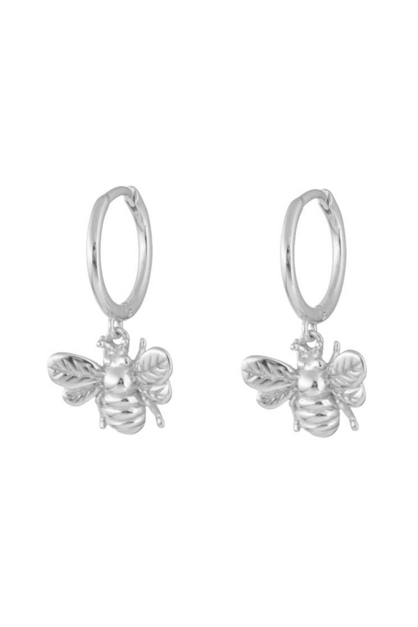 Queen Bee Hoop Earrings - Silver