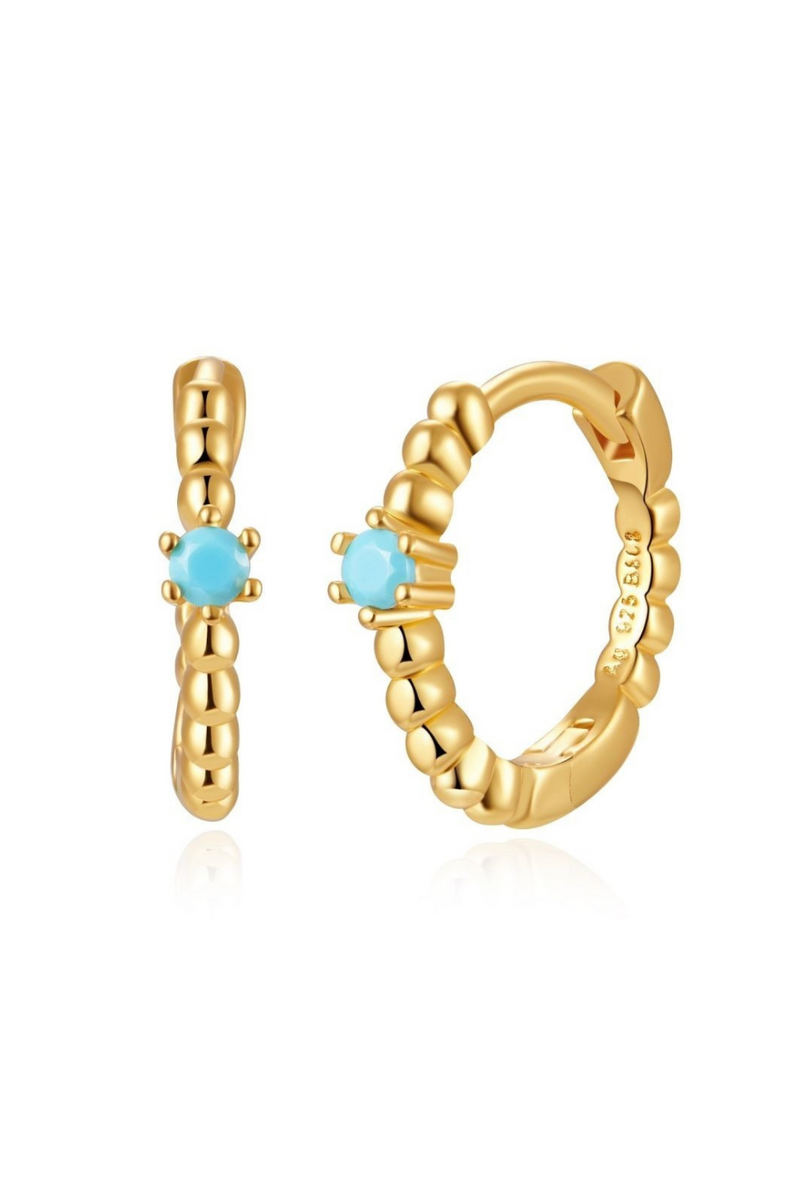 Bella Turquoise Hoop Earrings - Gold