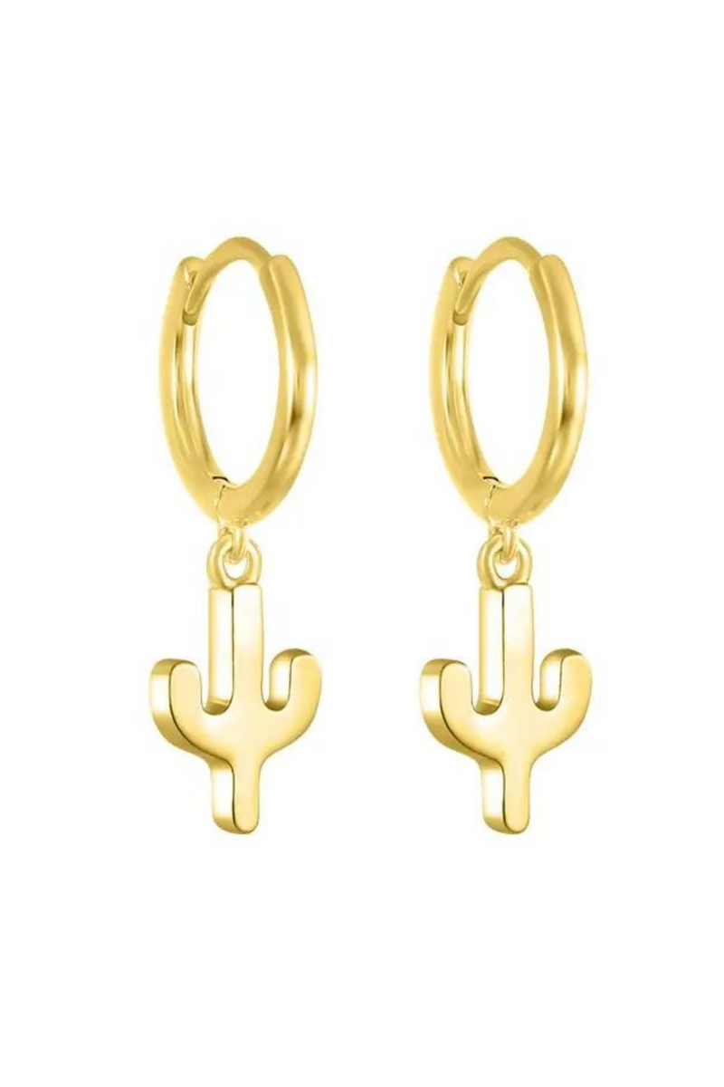 Cactus Hoop Earrings - Gold