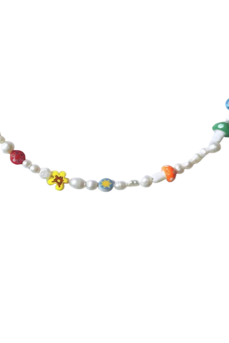 Mushroom & Pearl Choker - Gold