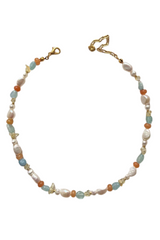 Sunset Pearl Gemstone Choker - Gold