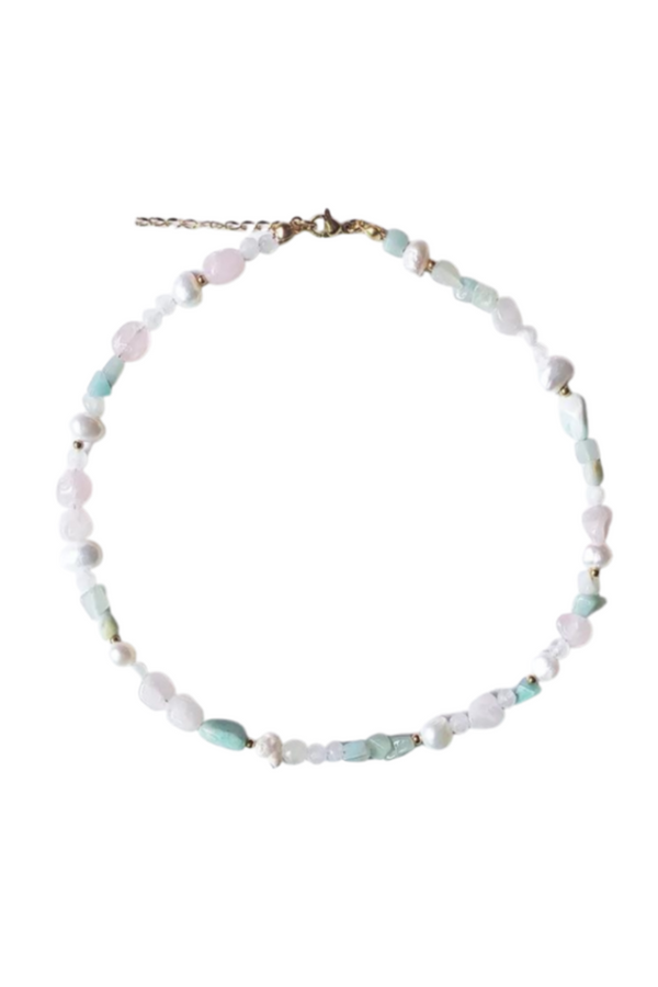 ROSALINE THE LABEL  PASTEL PEARL GEMSTONE CHOKER - GOLD