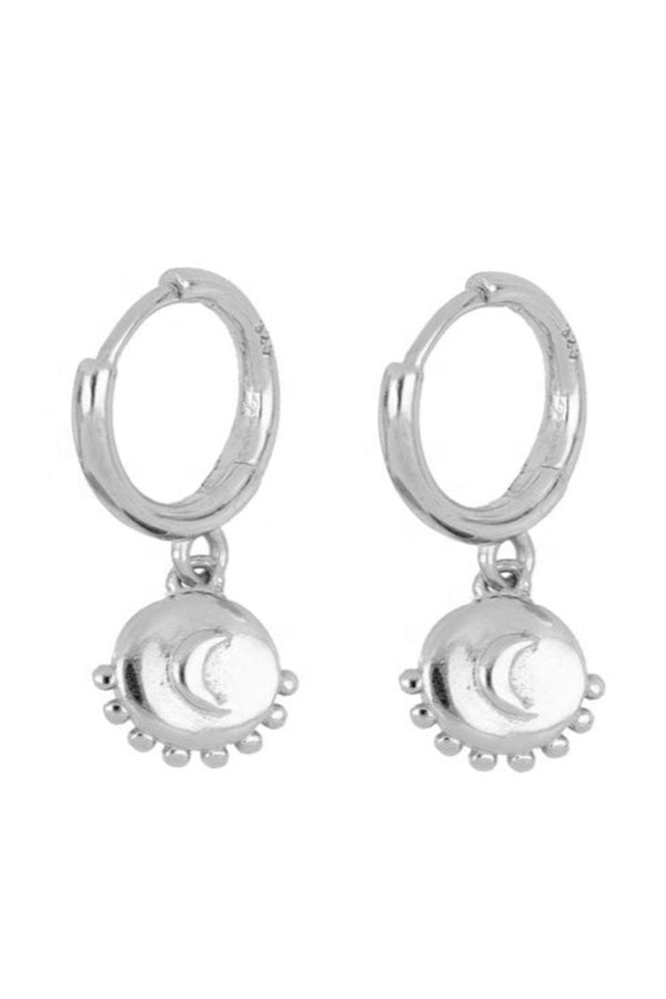 Sun & Moon Hoop Earrings - Silver