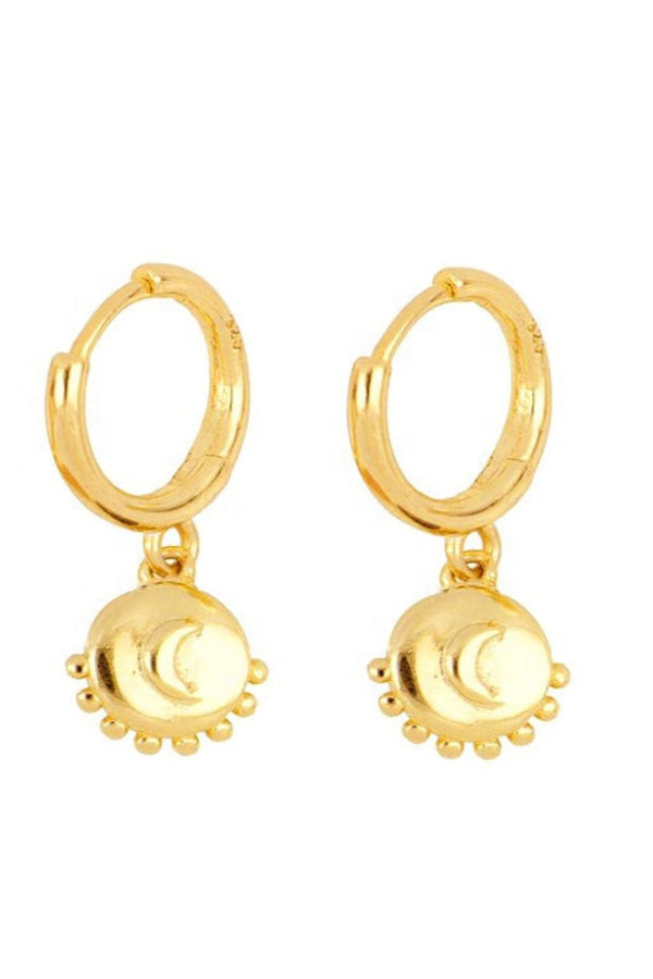 Sun & Moon Hoop Earrings - Gold