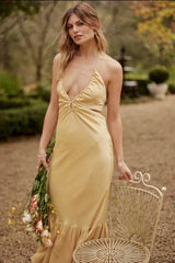 Ethereal Frill Midi Dress - Golden Harvest