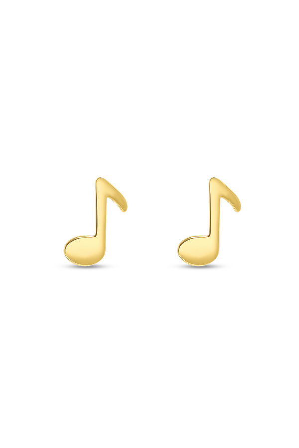 Music Note Stud Earrings - Gold