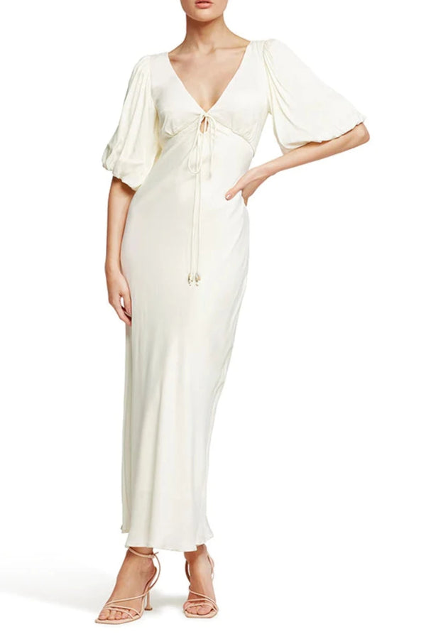 Ethereal Sleeved Midi Dress - Ivory