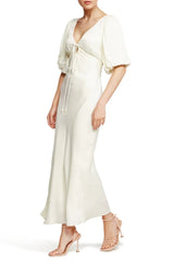 Ethereal Sleeved Midi Dress - Ivory
