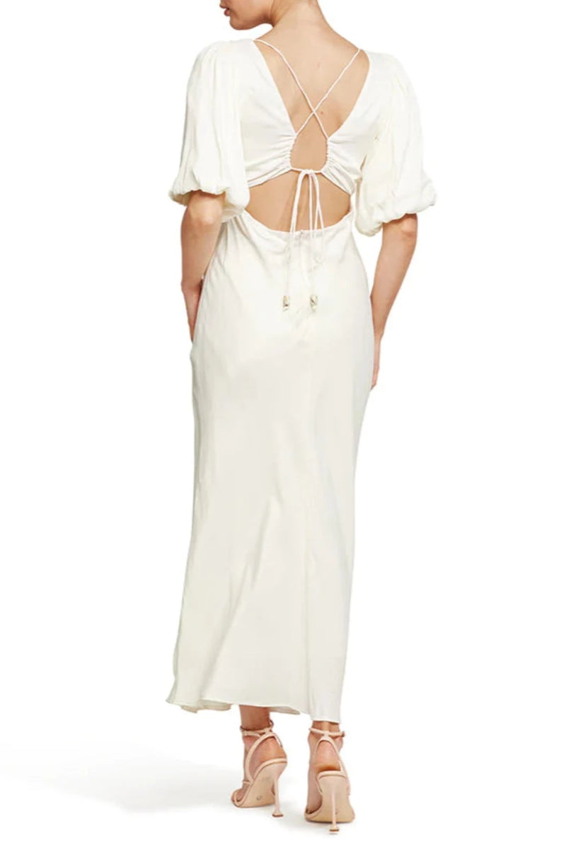 Ethereal Sleeved Midi Dress - Ivory