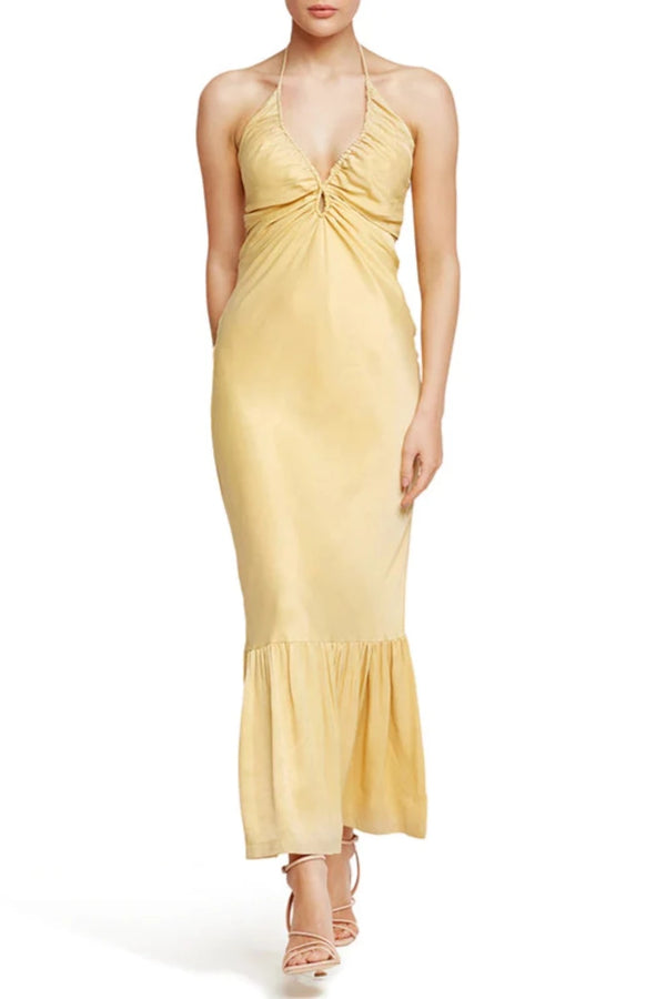 Ethereal Frill Midi Dress - Golden Harvest