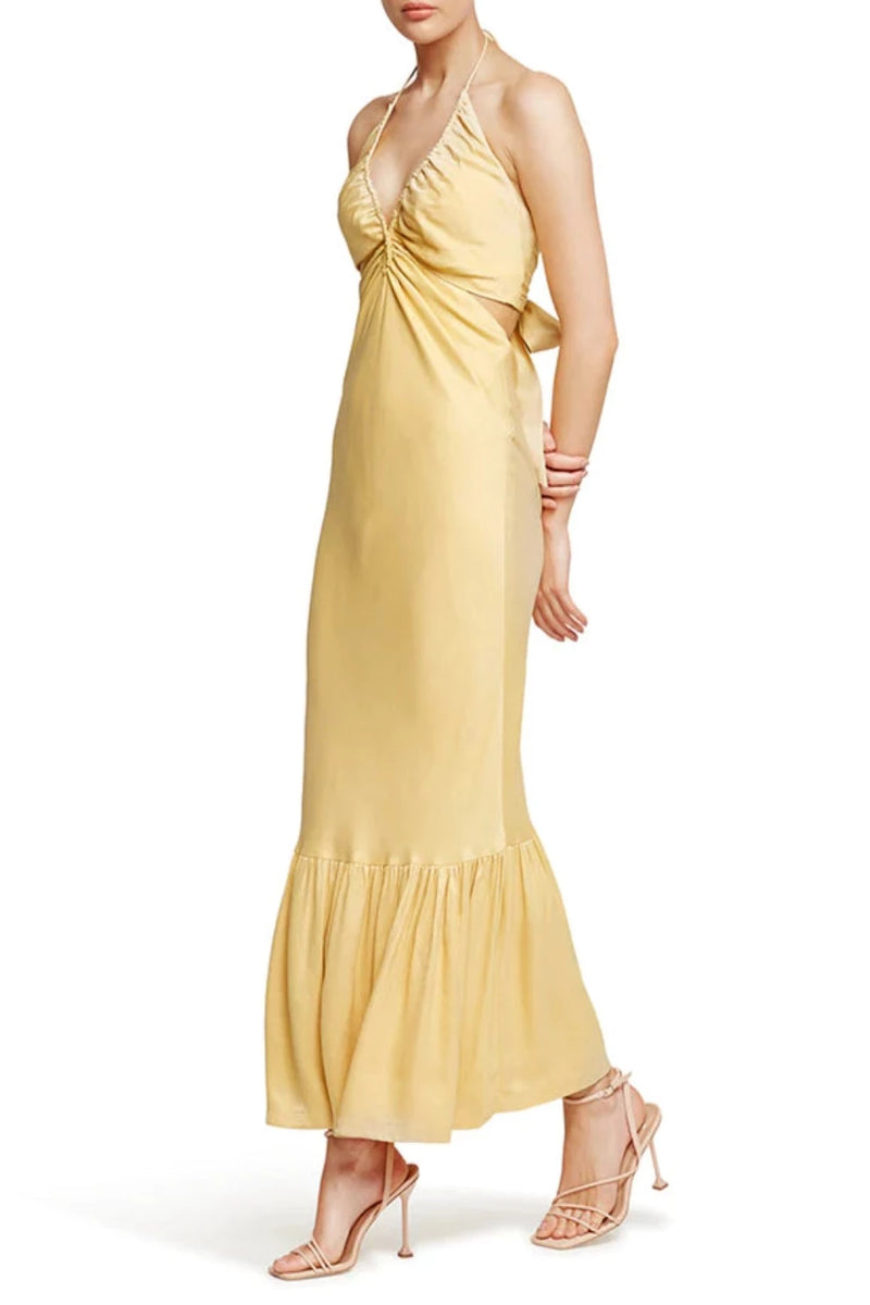 Ethereal Frill Midi Dress - Golden Harvest