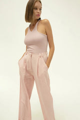 The Lounger Rib Singlet - Dusty Pink