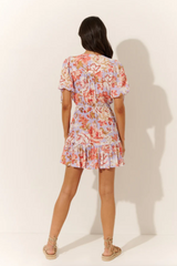 Daniella Tie Front Mini Dress - Lilac Floral