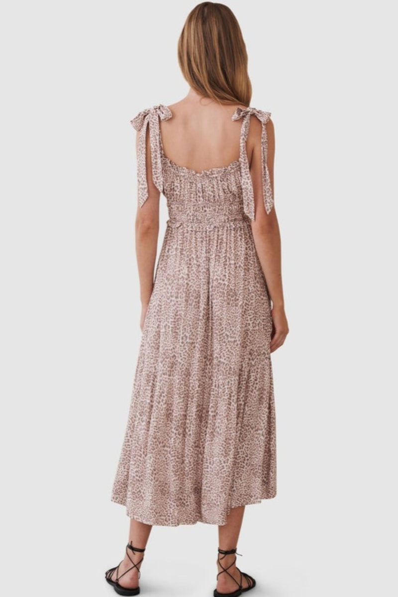 Finley Shirred Midi Dress - Finley Leopard