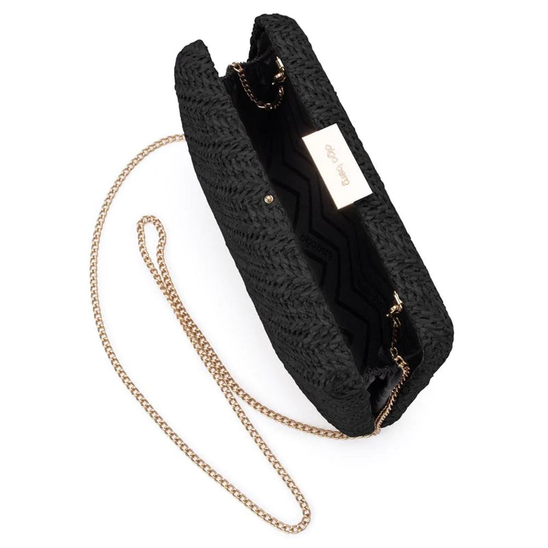 Ines Woven Hardcase Clutch - Black