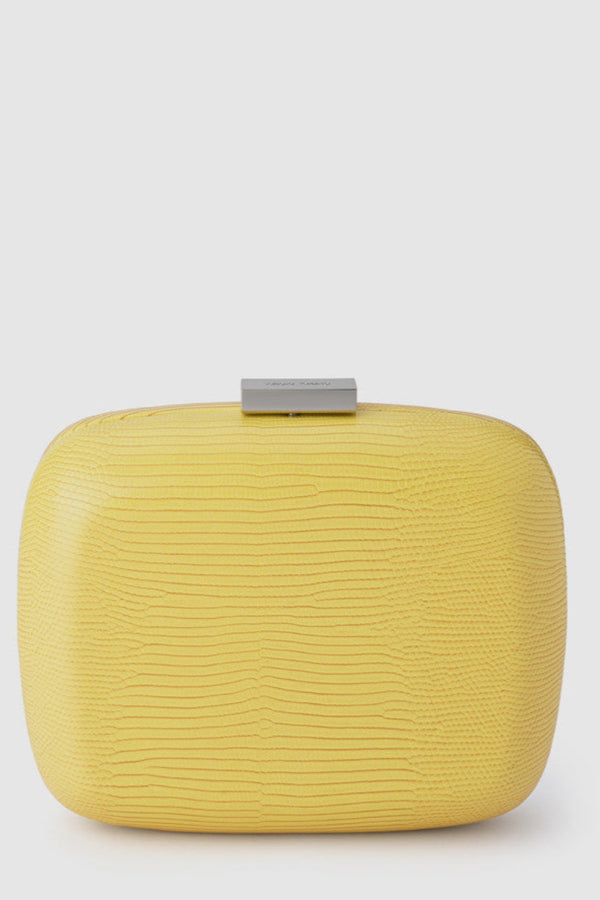 Paloma Reptile Emboss Oversized Clutch - Lemon