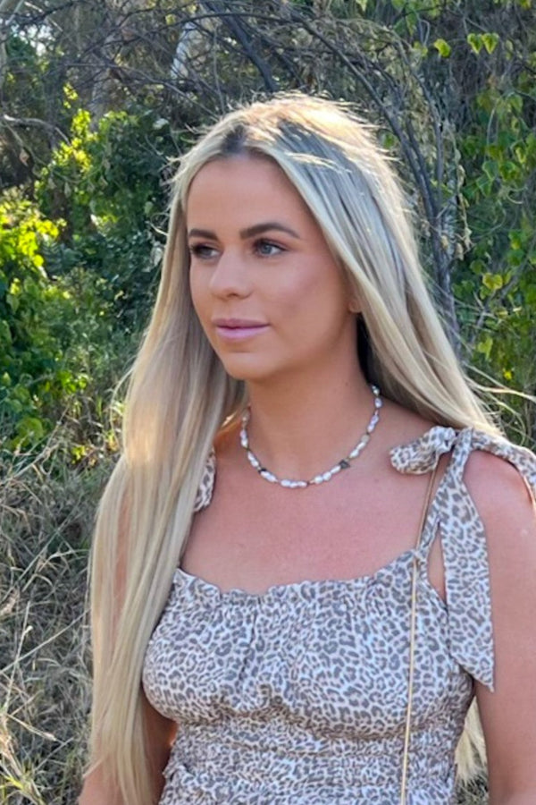 Green Gemstone & Pearl Choker - Gold