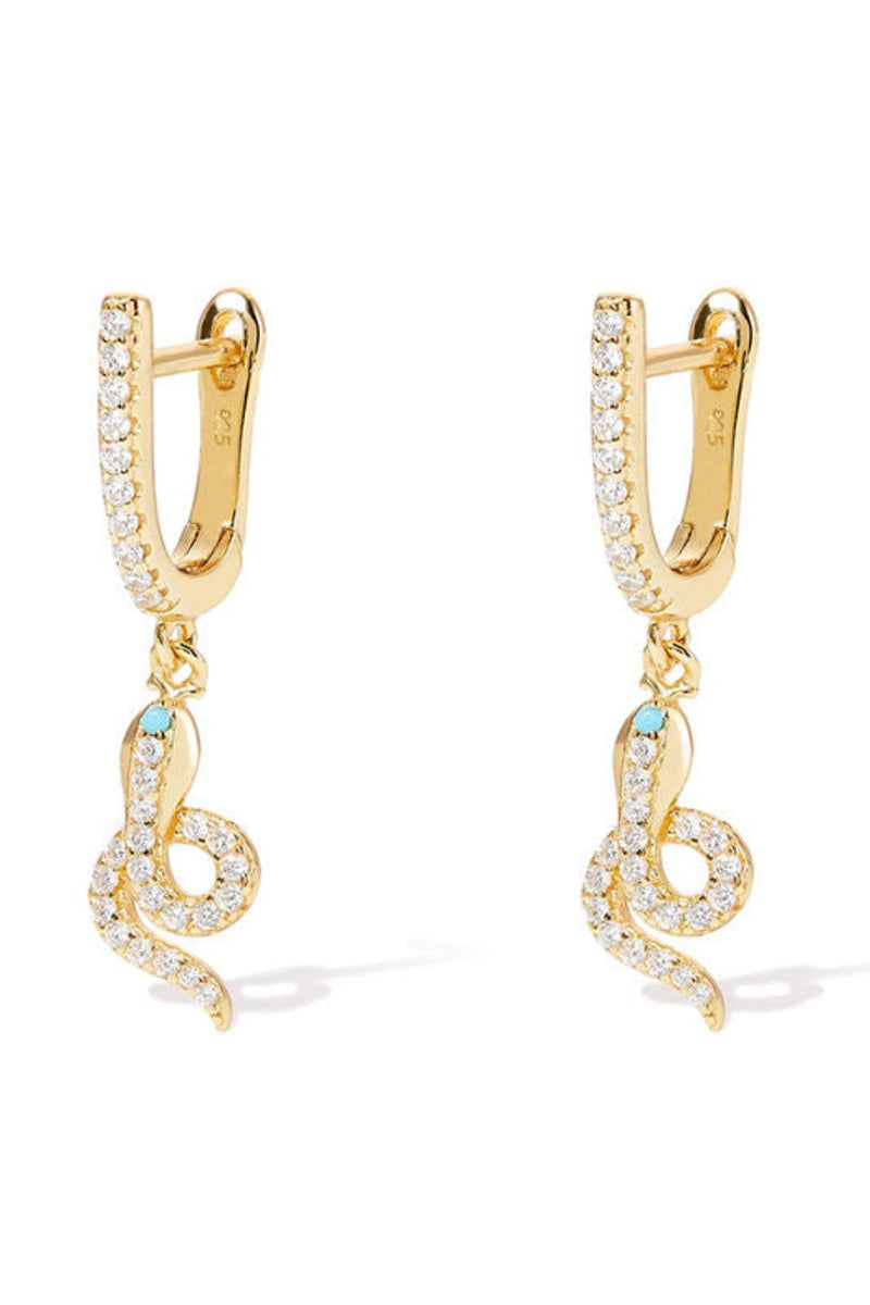 ROSALINE THE LABEL  TURQUOISE SNAKE HOOP EARRINGS - GOLD